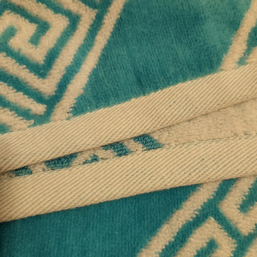 Greek Motif Teal and White Beach Towel NWOT